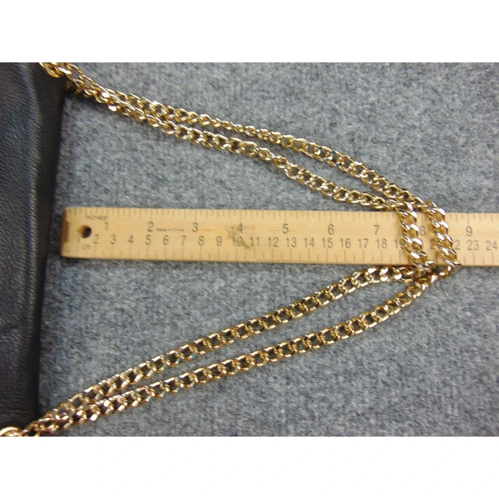 Michael Kors Bedford Black Leather‎ Gold Chain Strap Flap Clutch Crossbody Bag